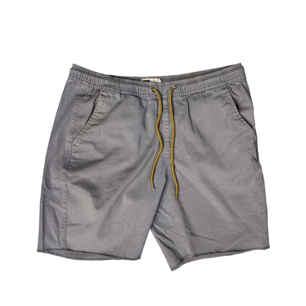Lira Mens Gray Elastic Waist Chino Shorts Raw Hem Drawstring Skater Casual